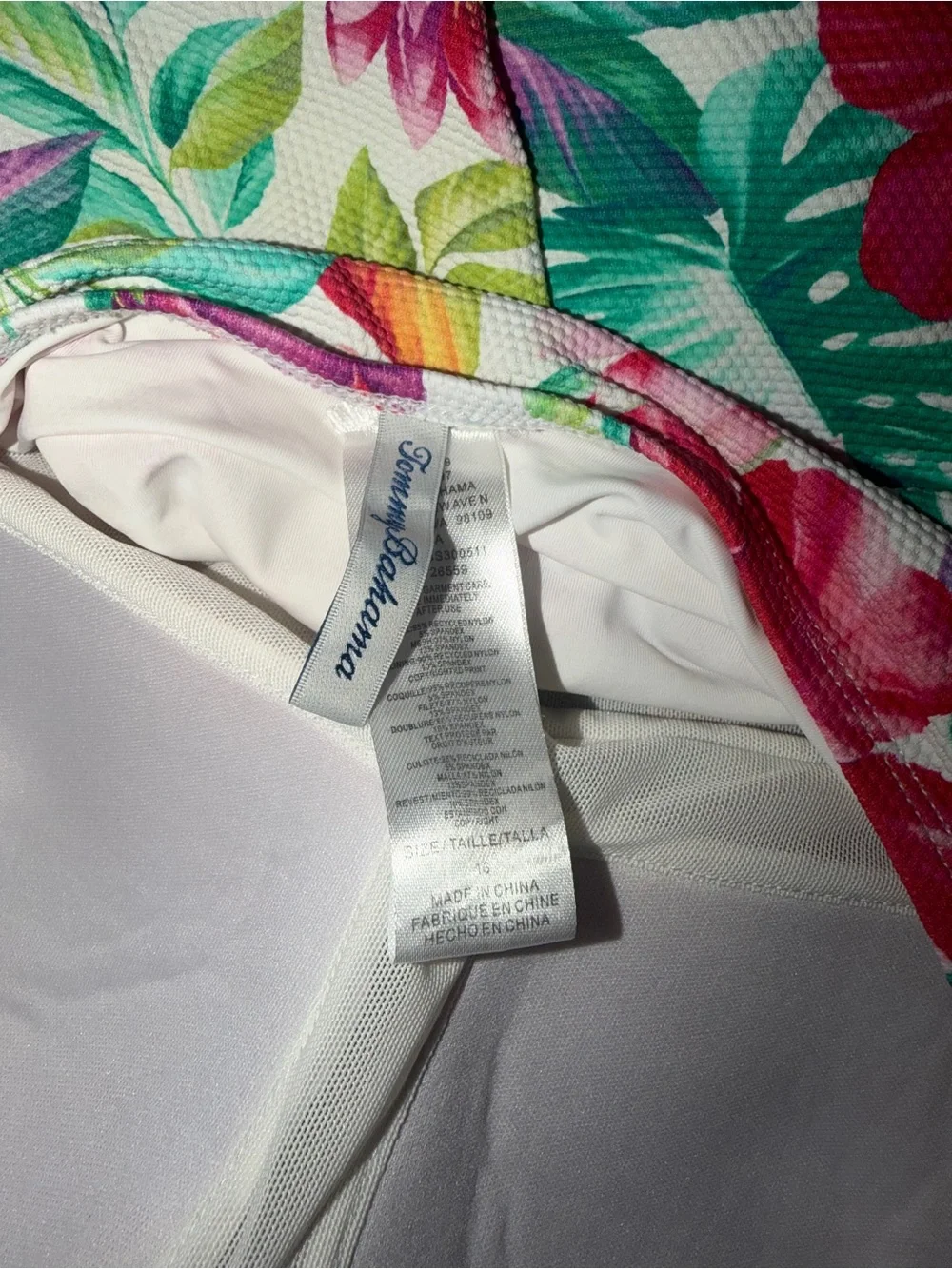 Tommy Bahama Woman’s Floral One-Piece Swimsuit - White with Pink & Green